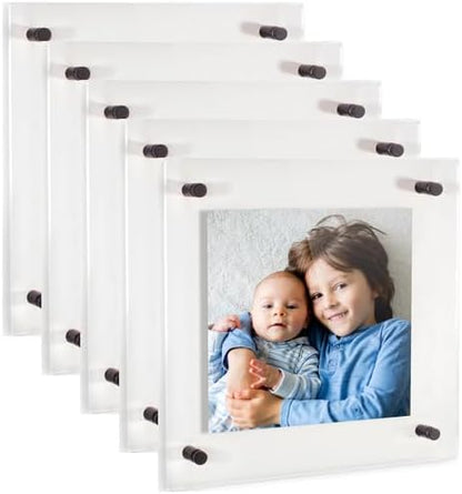 ArtToFrames 20x20 Inch Double Panel Floating Acrylic Picture Frame (Full Frame is 24x24) comes with Black Standoff Hardware, Made in the USA, 5 Pack