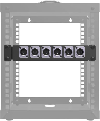 QiaoYoubang 10" 1U Mini Hinged D-Series Connectors Rack Panel 6D XLR HDMI Audio Rack Mount Panel for 10 inches Rack Mount or 10 inch Server Cabinet (1U10IN6D)