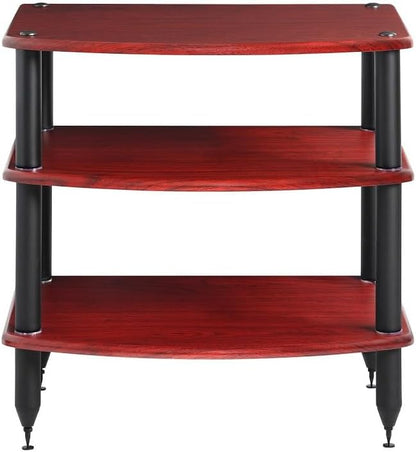Pangea Audio Vulcan Three Shelf Audio Stereo Rack, Media Stand, and Components Cabinet 3 Shelf Rosenut Red