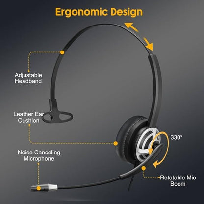 MAIRDI USB Headset with Microphone for PC, Computer Headset with Mic Noise Canceling for Laptop Teams Zoom Office Call Center Voip Telephone Calls, Dictation Headset for Dragon Naturelly Speaking