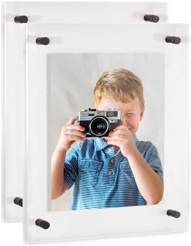 ArtToFrames 16x24 Inch Double Panel Floating Acrylic Picture Frame (Full Frame is 20x28) comes with Black Standoff Hardware, Made in the USA, 2 Pack