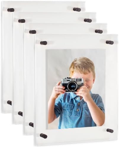 ArtToFrames 24x30 Inch Double Panel Floating Acrylic Picture Frame (Full Frame is 28x34) comes with Black Standoff Hardware, Made in the USA, 4 Pack