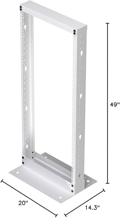 NavePoint 25U 2 Post Rack Open Frame Server Rack for 19 Inch Equipment, AV, Networking, Data & IT Devices, 2-Post Rack 25U 881lbs Weight Capacity, White