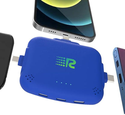 Rush Charge Universal COMET Portable Power Bank – 3200mah, 2.1A High-Speed Fast Charging - Apple Lightning, Type C, Micro-USB Charges 3 Devices at a Time Pre-Charged Compatible with iPhone 17 16 15 14