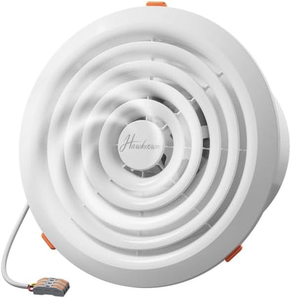 Hawkrown 8 Inch Round Bathroom Exhaust Fan，110 CFM 1 Sone Powerful and Quiet Bathroom Ventilation, Replacement for Mobile Home，Through Wall Vent Fan, Easy Install