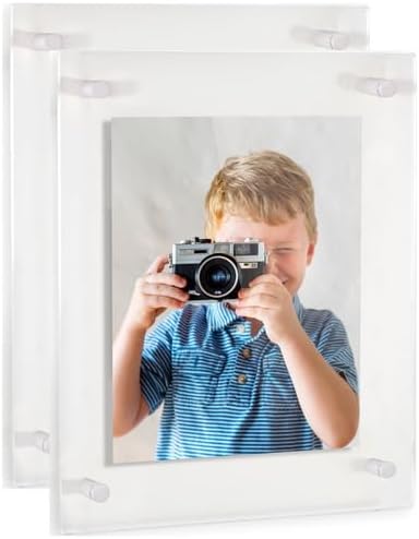 ArtToFrames 18x24 Inch Double Panel Floating Acrylic Picture Frame (Full Frame is 22x28) comes with White Standoff Hardware, Made in the USA, 2 Pack