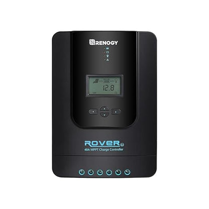 Renogy Solar Charge Controller Rover 40A 12V24V Auto Parameter DC Input MPPT Charge Controllers for Solar Panels Adjustable LCD for Gel Sealed Flooded Lithium Battery