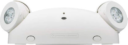 Lithonia Lighting Quantum LED Emergency Fixture with Dual Adjustable Heads, Wall or Ceiling Mount, UVOLT, White Housing