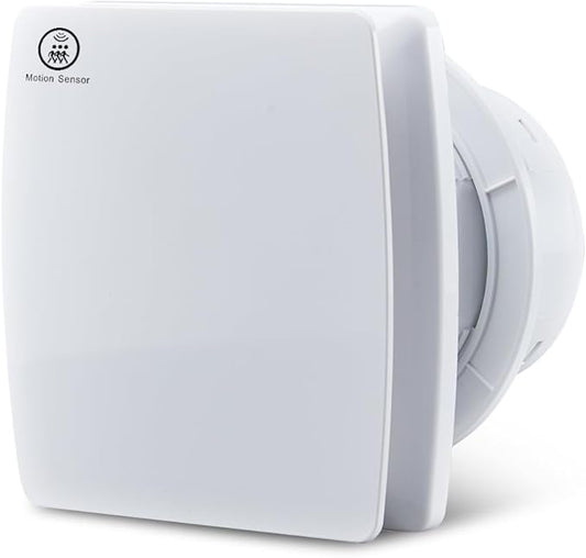 Hehou Bathroom Exhaust Automatic Fan for Wall and WIndow,Super Quiet 4 In Bathroom Motion Sensor and Delay Time Exhaust Fan with O Ring White 80 CFM Vent Fan