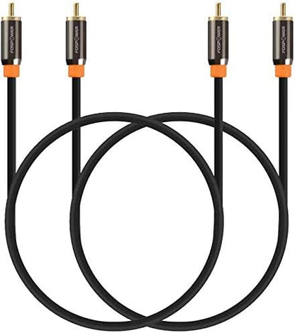 FosPower Digital Audio Coaxial Cable [24K Gold Plated Connectors] Premium S/PDIF RCA Male to RCA Male for Home Theater, HDTV, Subwoofer, Hi-Fi Systems - 10ft/2Pack