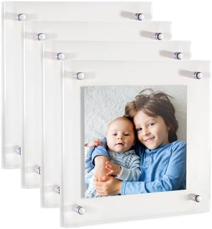 ArtToFrames 26x26 Inch Double Panel Floating Acrylic Picture Frame (Full Frame is 30x30) comes with Chrome Standoff Hardware, Made in the USA, 4 Pack