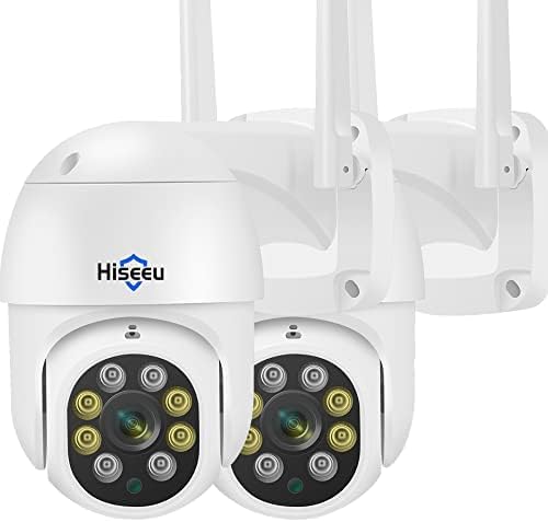 Hiseeu 3MP 360° Pan Tilt Camera WiFi Security Camera Outdoor Motion Tracking Floodlights Light Alarm,Color Night Vision,PC Mobile Remote View,Two-Way Audio Security
