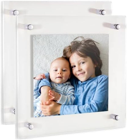 ArtToFrames 20x20 Inch Double Panel Floating Acrylic Picture Frame (Full Frame is 24x24) comes with Chrome Standoff Hardware, Made in the USA, 2 Pack