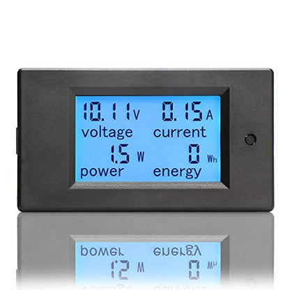 DROK DC Power Meter, 8-100V 100A Volt Amp Watt Meter, LCD Display Multimeter Voltage Current Energy RV Battery Monitor Voltmeter Ammeter Wattmeter with 100A Battery Shunt