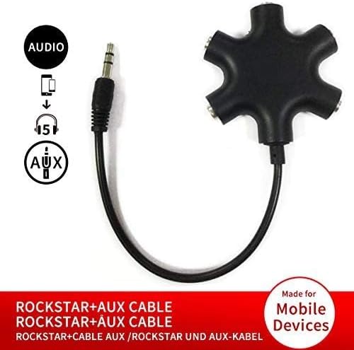 Headphone Audio Splitter 5 Ways Adaptor Audio Stereo Cable 3.5mm Male to 5 Port 3.5mm Female for Earphone and Headset Splitter Adapter for iPhone Samsung LG Smartphones (3, Black)