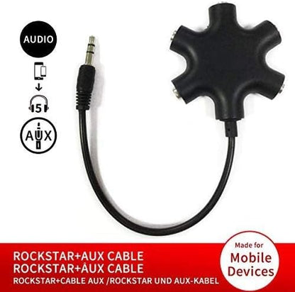 Headphone Audio Splitter 5 Ways Adaptor Audio Stereo Cable 3.5mm Male to 5 Port 3.5mm Female for Earphone and Headset Splitter Adapter for iPhone Samsung LG Smartphones (3, Black)