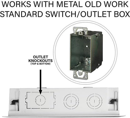 Legrand - OnQ Cable Management, In-Wall Media Box, Dual Purpose Structured Wiring Enclosure, TV Home Theater Recessed Storage Box, 17 Inch, White, ENP1700NA