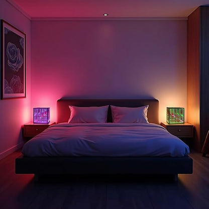 Heepulor Infinity Hyper Cube LED Table Lamp, Color-Changing Music-Sync APP-Controlled Ambient Light for Gaming, Party, Home (6 Inchs)