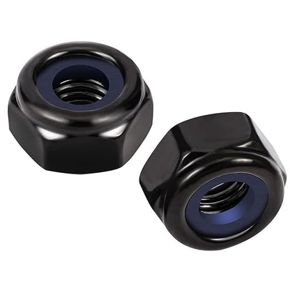 MewuDecor #6-32 Nylon Insert Hex Lock Nuts Locknuts, 304 Stainless Steel 18-8, Black Oxide, 50 PCS