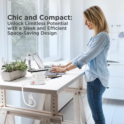 Uncaged Ergonomics Wireless Cube Charger & Power Strip with USB Ports, Surge Protection, 10ft Extension Cord with Wireless Charger, 4 AC Plugs & 3 USB Ports, 1 C Fast Charging with On/Off Switch