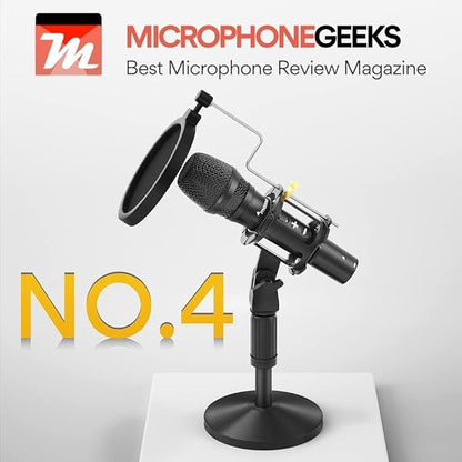 MAONO USB/XLR Podcast Dynamic Microphone, Studio Mic Kit with Volume Control, Shock Mount, Pop Filter, Ideal for Vocal, Instruments Recording, Voice Over, Live Streaming (HD300T)