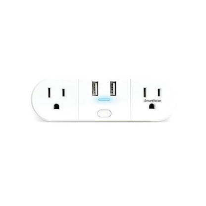 Emerson SmartVoice 4-in-1 Wall Plug, Offline 30+ Voice Control Commands, No APP, No WiFi, No Setup, Smart Outlet w/ 2 AC Outlets, 2 USB-A Ports, Sleep & Wake Timer, ETL Listed