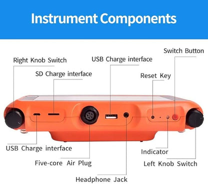 PQWT L4000 Underground Water Leak Detectors Indoor Outdoor Wall Water Pipe Detector Machine Multi Sensor Acoustic Pipeline Leakage Detection Kit Noise Reduction Headphone Smart Touchscreen Carry Case