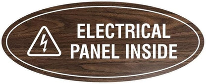 Signs ByLITA Oval Electrical Panel Inside Sign (Walnut) - Medium