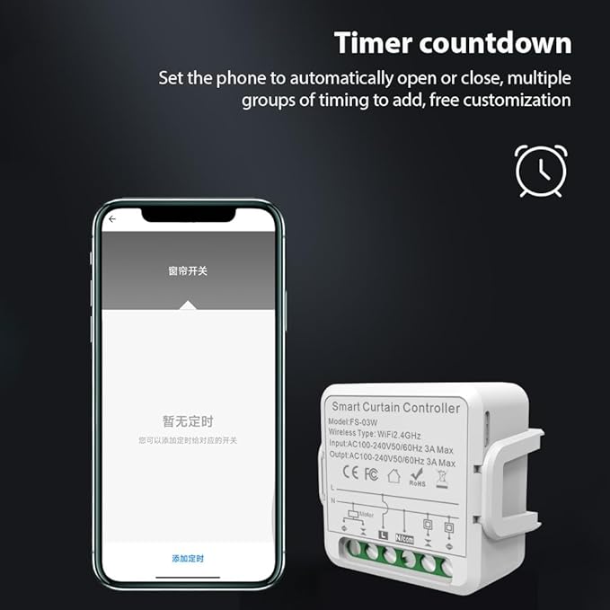 FTVOGUE Smart Curtain Controller Zigbee Switch, Voice Control, Timer, Shared Devices, Smart Relay Switch, for Home Hotel Apartment Office, with Smart Timing Function (4Pcs)