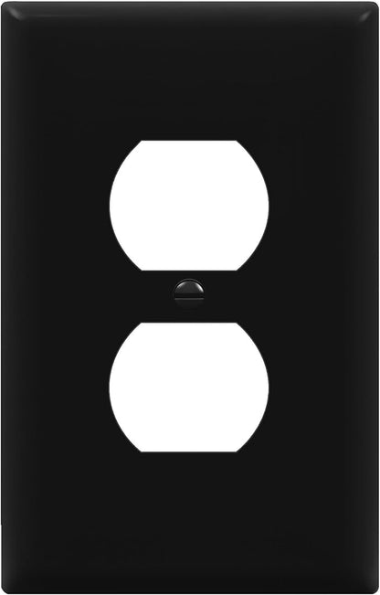ENERLITES Duplex Receptacle Outlet Wall Plate, Electrical Outlet Cover, Gloss Finish, Mid-Size 1-Gang 4.88" x 3.11", Unbreakable Polycarbonate Thermoplastic, UL Listed, 8821M-BK, Black