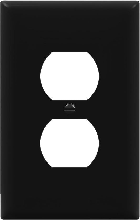 ENERLITES Duplex Receptacle Outlet Wall Plate, Electrical Outlet Cover, Gloss Finish, Mid-Size 1-Gang 4.88" x 3.11", Unbreakable Polycarbonate Thermoplastic, UL Listed, 8821M-BK, Black