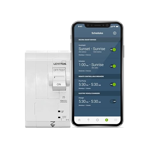 Leviton 2nd Gen Smart Circuit Breaker with Remote Control, GFCI, 2-Pole 25 Amp, 120/240-Volt and 120/208-Volt, 10kA Interrupt Rating, LB225-GST