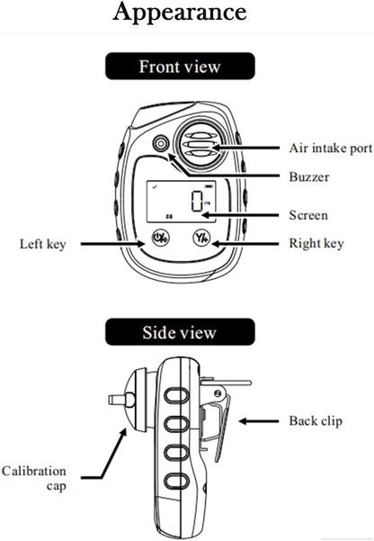 ATO Carbon Monoxide CO Gas Detector, CO Gas Monitor with Sound, Light and Vibration Alarm, 0-500ppm, with Back Clip