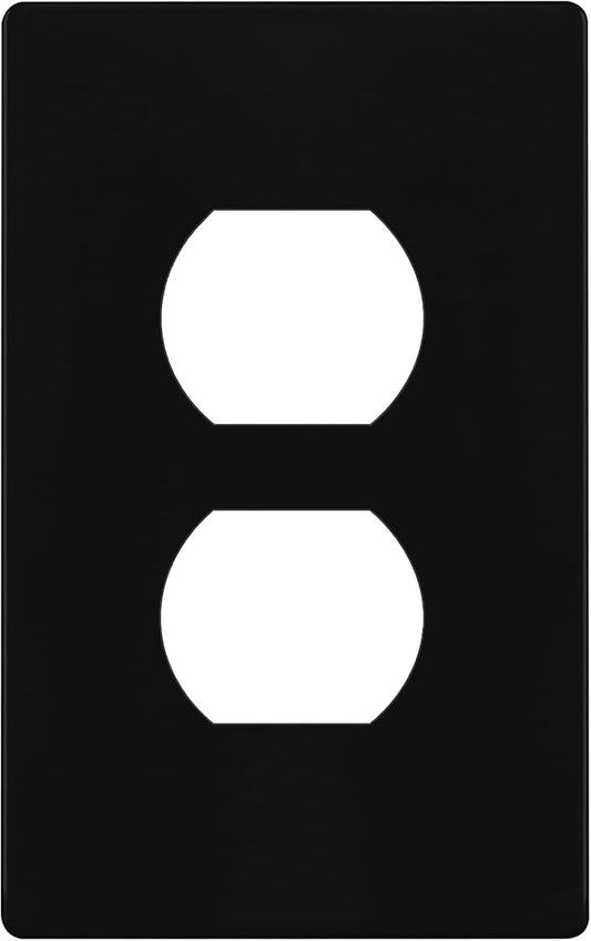 ENERLITES Screwless Duplex Wall Plate, Child Safe Receptacle Outlet Cover, Standard Size, 1-Gang 4.68" x 2.93", Unbreakable Polycarbonate Thermoplastic, UL Listed, SI8821-BK, Glossy, Black