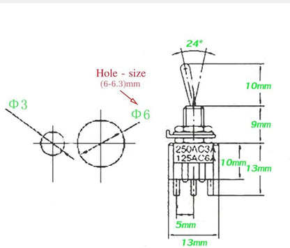 VONVOFF Toggle Switch,ON/Off SPST with Pre-soldered Wires,3v/5v/12v/24v/72v/110v/220v/240v/ Mini Toggle Switches for car,Truck, Light,Test Machine,Industrial Equipment.3 Pins 2Positions,10pcs (Red)