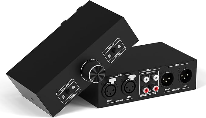 Y.D.F RCA and XLR Selector Switch Boxes, 2(1)-in-1(2)-Out RCA/XLR Speaker Switcher Selector, HiFi Balanced Stereo Audio Switcher/Converter Premium Selector Splitter Box with Volume Controller
