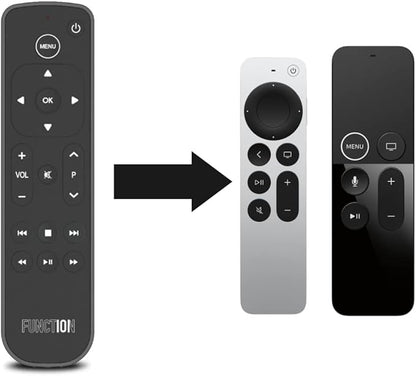 Function101 F101-ATVRM-BT Bluetooth Replacement Button Remote for Apple TV | BLE and Infrared Connectivity | 2 AAA Batteries Included