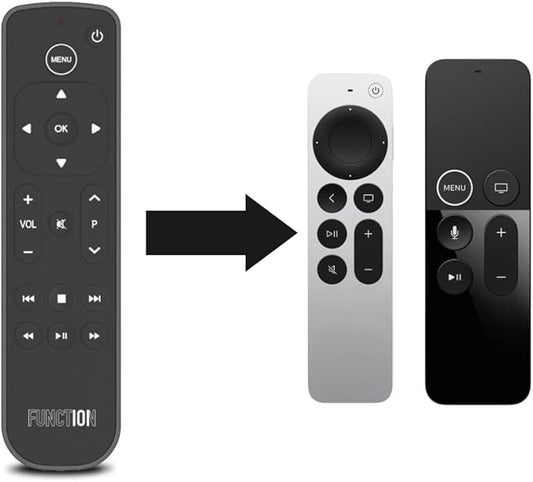 Function101 F101-ATVRM-BT Bluetooth Replacement Button Remote for Apple TV | BLE and Infrared Connectivity | 2 AAA Batteries Included