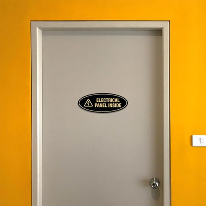 Signs ByLITA Oval Electrical Panel Inside Sign (Ivory/Dark Brown) - Large
