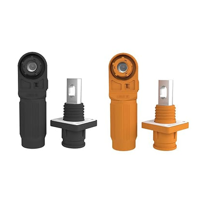 450A Battery Energy Storage Connector, 185mm² High Current Connectors IP67 Waterproof Copper Plate Wiring Power Adapter Quick Plug Terminal Right Angle Plug and Socket (1500V Black+Orange)