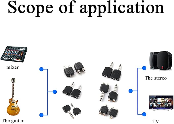 HAHIYO 3 RCA F-2x3.4 RCA F Stereo Plug Interconnect Audio One Male 3.4mm(1/8inch) Two Male 3mm(1/8inch) Adapter Splitter Good Signal Sound Snap Tight Not Wobble for Headphone Guitar Black 2pcs