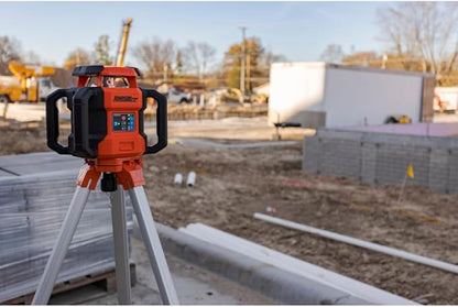 Johnson Level & Tool JRT300-RDHV-S Self-Leveling Red Dual Slope Rotary Laser System, 4,000FT Range, Lithium Ion Batteries, Magnetic Target, Laser Detector, Remote Control, Tripod and 13 FT Grade Rod