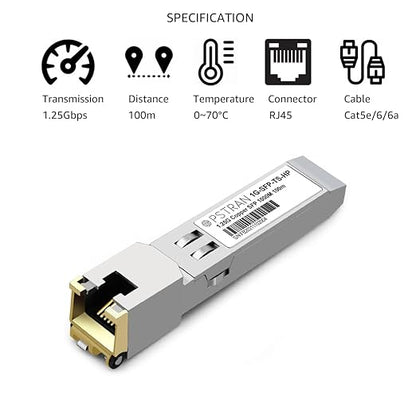 OPSTRAN 1000BASE-T SFP RJ45 Copper Transceiver Module Compatible with HPE Aruba J8177D J8177DCM JL747A Procurve J8177C J8177B J8177A 100m Cat5e/6 4 Pack