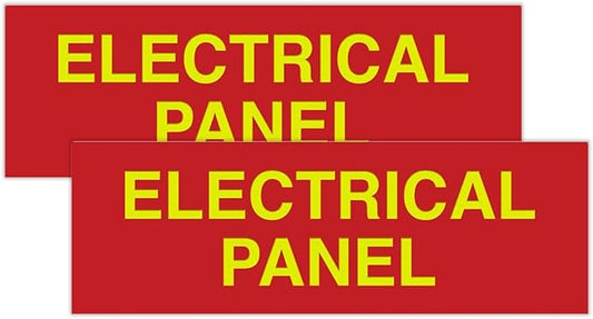 All Quality Basic Electrical Panel Sign - Fire Regulation Safety Compliance Sign - Red/Yellow - Medium (2 Pack)