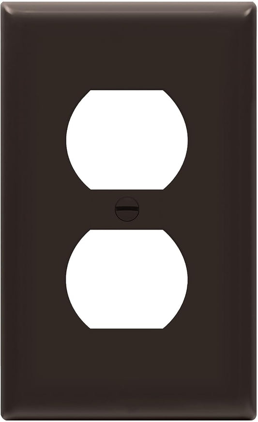 ENERLITES Duplex Receptacle Outlet Wall Plate, Gloss Finish, Size 1-Gang 4.50" x 2.76", Unbreakable Polycarbonate Thermoplastic, UL Listed, 8821-BR, Brown