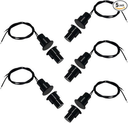 5 Sets Flush Mounted 3/4" Door Magnetic Contacts Alarm Switch Sensor NC Type (Black)