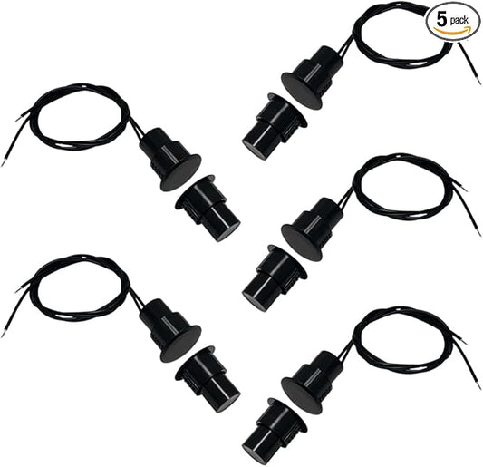 5 Sets Flush Mounted 3/4" Door Magnetic Contacts Alarm Switch Sensor NC Type (Black)