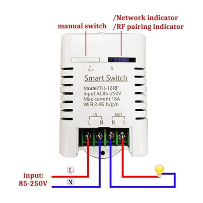 Yitouniu EWeLink Wireless Remote TH16 Switch WiFi Smart 16A Temperature Controller Sensor Module,with Energy Consumption Monitoring, Compatible with Alexa Google Home