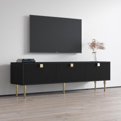 Meble Furniture Dorset 01 TV Stand - Modern Rectangular TV Stand with Storage Cabinets - Media Entertainment Center Console Table for TV Up to 80" - Magnolia