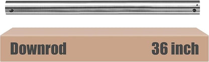 DPXMYG 36 inch Ceiling Fan Downrod with Extension Cord, 3 FT Brushed Nickel Downrod for Ceiling Fan, 1 inch Outside Diameter, Ceiling Fan Boom Suitable for a Wide Range of Fans (Nickel, Not Threaded)